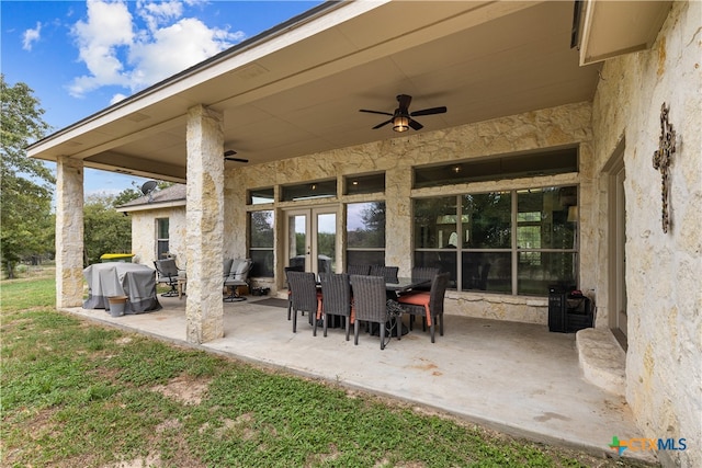 view of patio / terrace with ceiling fan