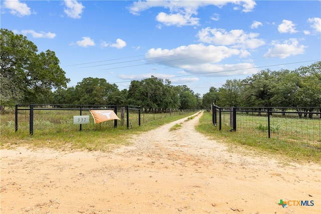 view of road featuring a rural view