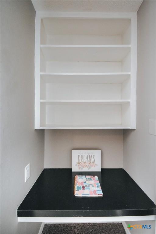 interior details featuring built in shelves