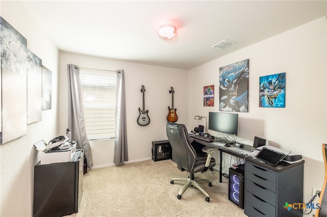 office with light colored carpet