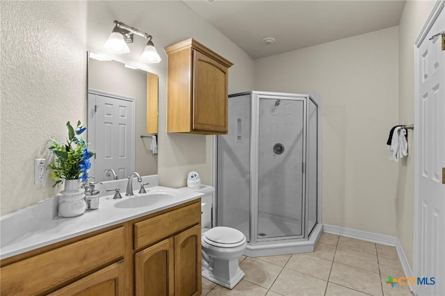 402 Prospector Trl, Harker Heights, TX 76548 - full bath with vanity, a shower stall, and tile patterned flooring