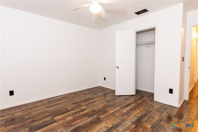 212 Oak Ridge Dr, Nolanville, TX 76559 - unfurnished bedroom featuring dark wood-type flooring, baseboards, visible vents, and a closet