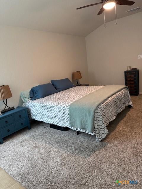 3154 Charyn Way, New Braunfels, TX 78132 - carpeted bedroom featuring vaulted ceiling and ceiling fan