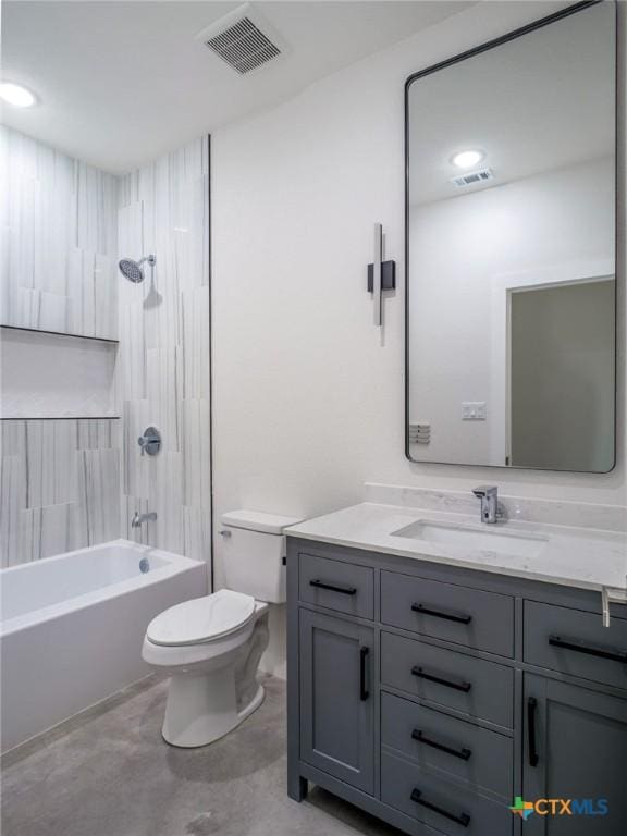 307 Cedarhill Dr, Granite Shoals, TX 78654 - full bath featuring vanity, visible vents, shower / tub combination, and toilet