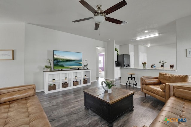 2328 Arctic Warbler, New Braunfels, TX 78130 - living room with wood finished floors, a ceiling fan, and baseboards