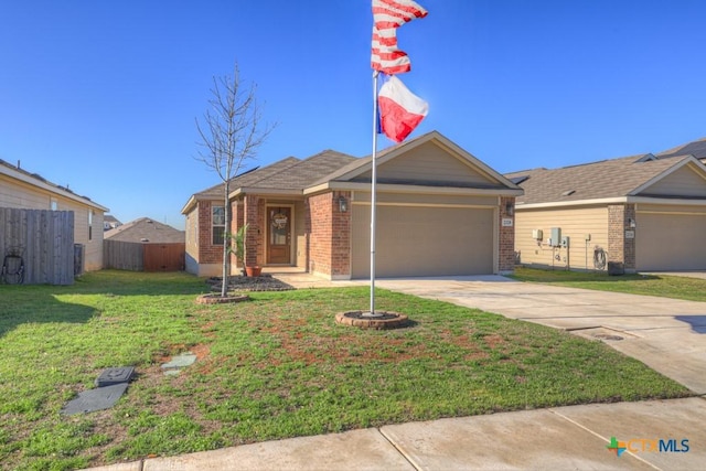 2328 Arctic Warbler, New Braunfels, TX 78130 - ranch-style house with a garage, concrete driveway, and brick siding