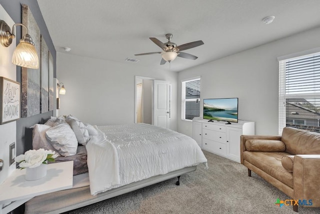 2328 Arctic Warbler, New Braunfels, TX 78130 - bedroom featuring multiple windows, carpet flooring, and a ceiling fan