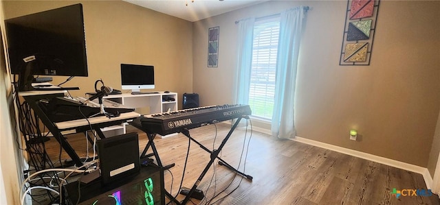 home office featuring wood-type flooring