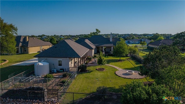 bird's eye view with a residential view