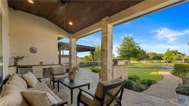 view of patio featuring an outdoor hangout area and area for grilling