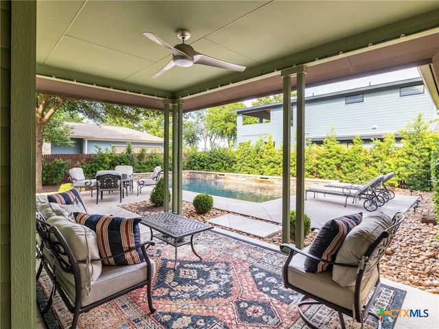 1200 Marcy St, Austin, TX 78745 - view of patio featuring ceiling fan