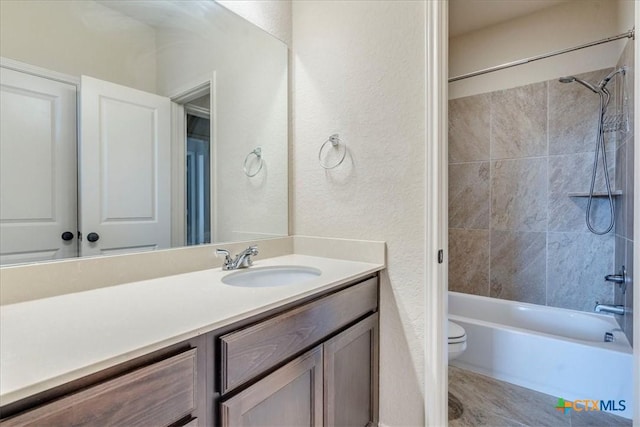 2933 Countryside Path, Seguin, TX 78155 - bathroom featuring vanity, shower / tub combination, and a textured wall