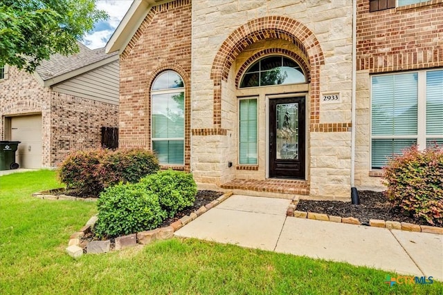 2933 Countryside Path, Seguin, TX 78155 - entrance to property featuring brick siding, stone siding, and a lawn