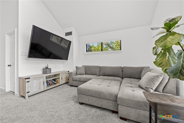 1213 Indian Trl, Salado, TX 76571 - carpeted living area featuring vaulted ceiling and baseboards