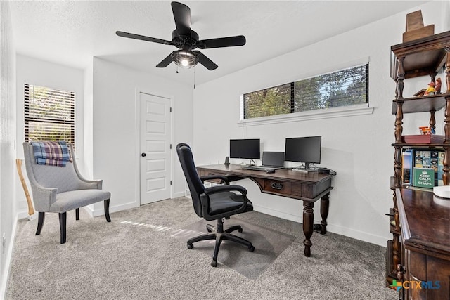 1213 Indian Trl, Salado, TX 76571 - office with ceiling fan and carpet flooring