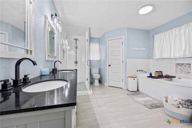 1213 Indian Trl, Salado, TX 76571 - bathroom featuring a shower stall, vanity, and a bath
