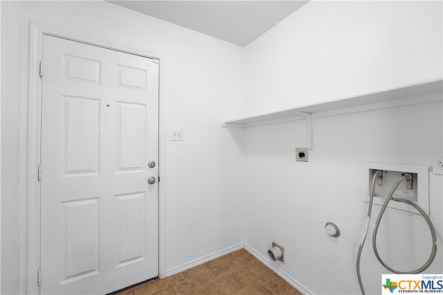 laundry room featuring gas dryer hookup, hookup for a washing machine, and hookup for an electric dryer