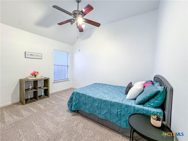 715 S Frontier Ln, Cedar Park, TX 78613 - carpeted bedroom with lofted ceiling, baseboards, and ceiling fan