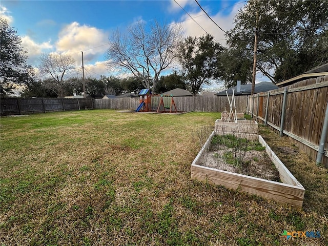 view of yard featuring a playground