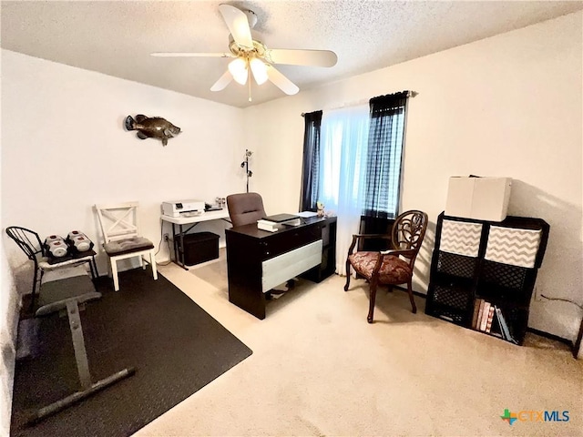 403 Suzie St, Killeen, TX 76542 - office area featuring a ceiling fan and a textured ceiling