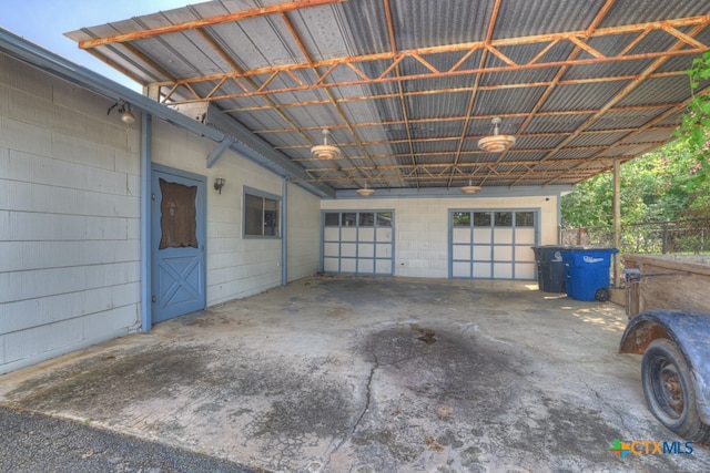 view of garage