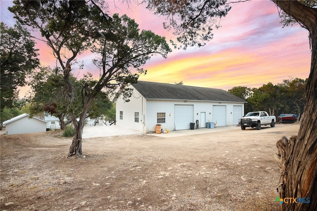 exterior space with a garage