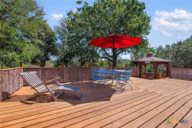 deck featuring a gazebo