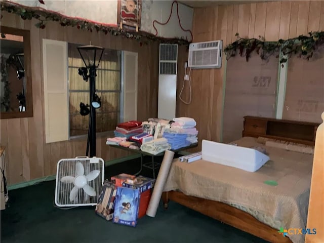 404 Svoboda St, Yoakum, TX 77995 - dining room featuring a heating unit, wooden walls, and an AC wall unit