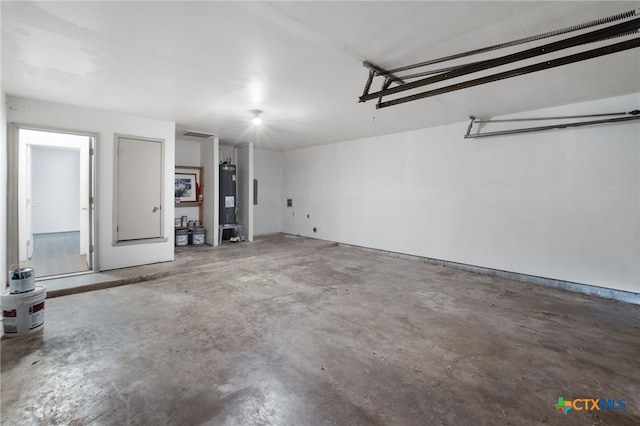 garage featuring water heater