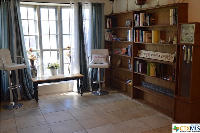 sitting room featuring light tile patterned floors