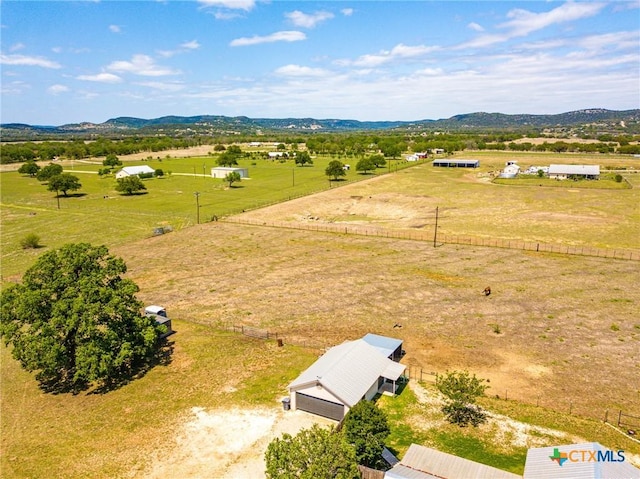 aerial view with a rural view and a mountain view
