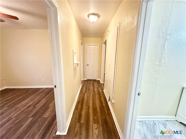 corridor with dark hardwood / wood-style floors