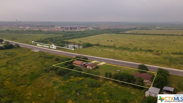 drone / aerial view with a rural view