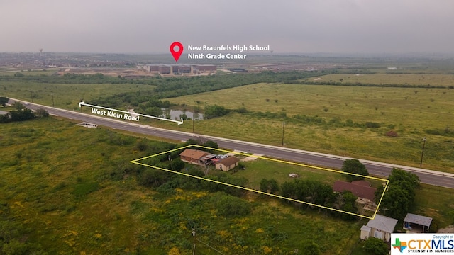 aerial view with a rural view