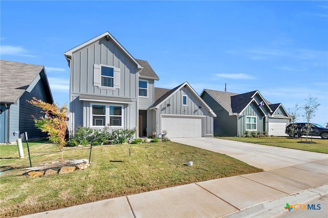 view of front facade with a front lawn and a garage