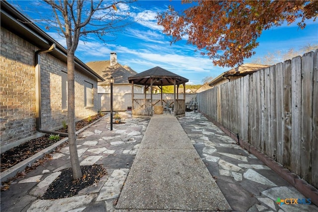 view of patio featuring a gazebo