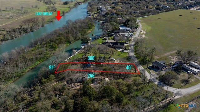 2021 Chinaberry Ln, New Braunfels, TX 78130 - view of rural area with property boundaries highlighted and a nearby body of water