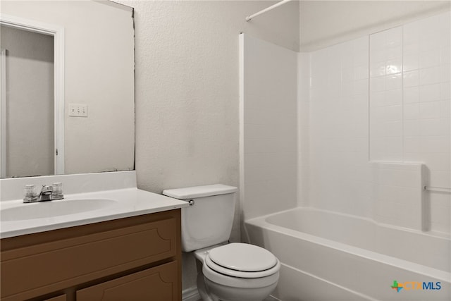 full bathroom with vanity, toilet, and shower / bath combination