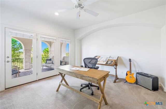 124 Schooner Dr, Lakeway, TX 78738 - office area featuring carpet and a ceiling fan