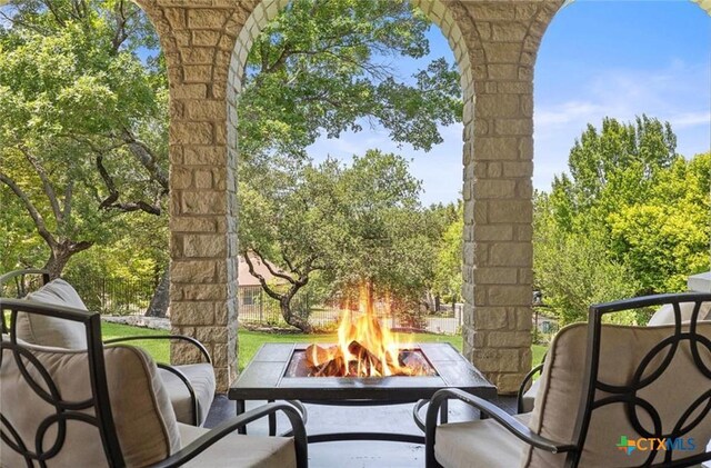 124 Schooner Dr, Lakeway, TX 78738 - balcony featuring a fire pit