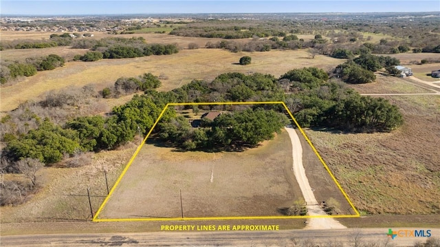 aerial view featuring a rural view