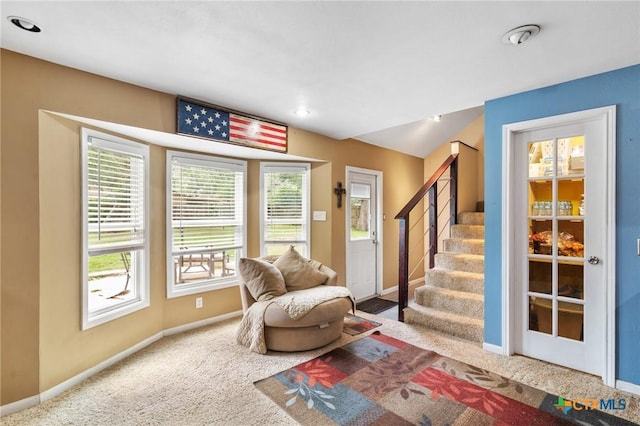 interior space featuring carpet flooring