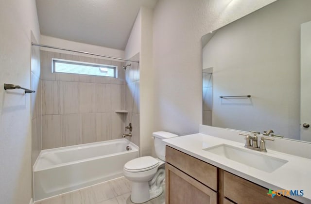 full bathroom featuring vanity, toilet, and shower / washtub combination