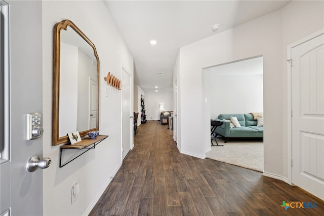 1004 Norway Dr, Seguin, TX 78155 - hallway with dark wood-style floors and recessed lighting