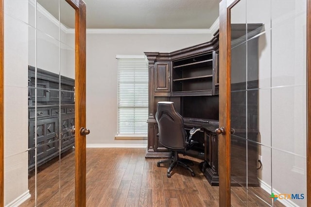13 Mojave Ln, Belton, TX 76513 - office area featuring crown molding and wood finished floors