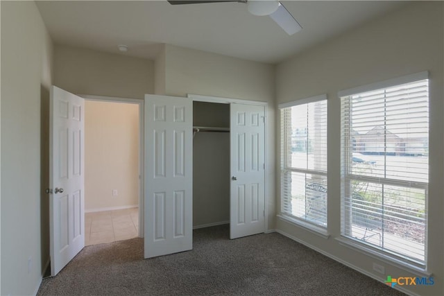 2521 Arno St, Harker Heights, TX 76548 - unfurnished bedroom with carpet flooring, a closet, and ceiling fan