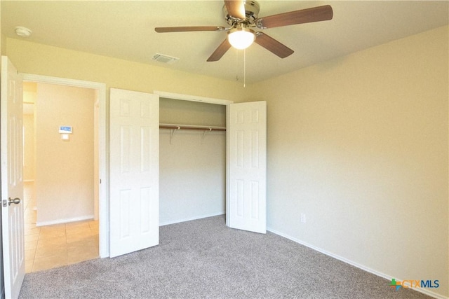 2521 Arno St, Harker Heights, TX 76548 - unfurnished bedroom featuring carpet flooring, a closet, and ceiling fan