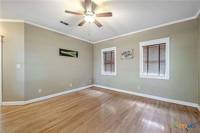 2006 Rose Cir, Harker Heights, TX 76548 - empty room featuring a ceiling fan, light wood finished floors, and ornamental molding
