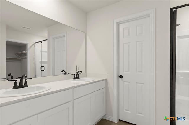 1007 Antelope Trl, Temple, TX 76504 - bathroom featuring a stall shower and double vanity