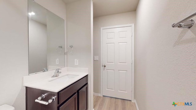 bathroom featuring wood finished floors and vanity